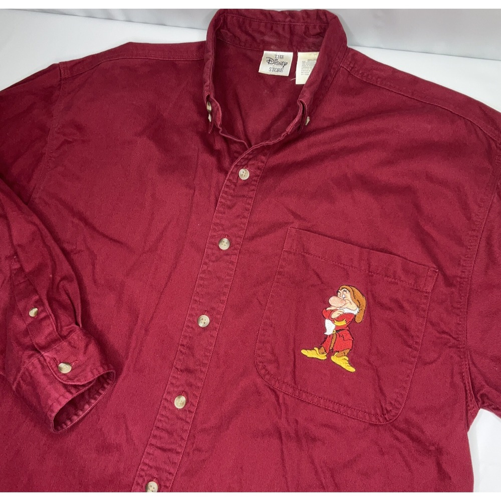 Disney Store Grumpy Shirt Mens S Button Front Embroidered Snow White Vintage